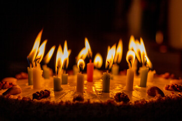 Fototapeta premium Candles on a birthday cake
