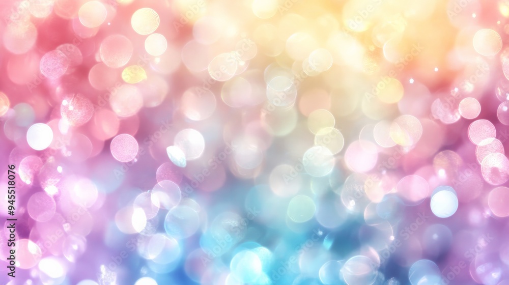 Poster A visually stunning bokeh effect with an array of colorful, out-of-focus lights creating a dreamy, soft glow with pastel hues, perfect for invoking feelings of joy and wonder.