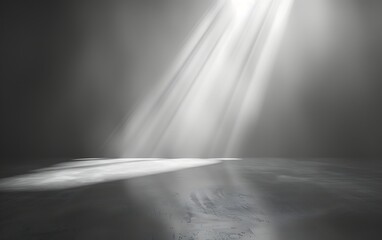Spotlight in the dark room with concrete floor.