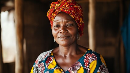 A Ghanaian village woman depicted in her everyday life in an African village
