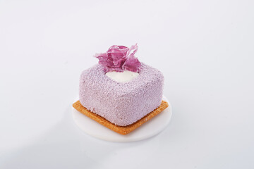 Against white background. Delicious cake