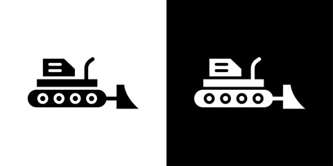 Bulldozer icon logo set vector