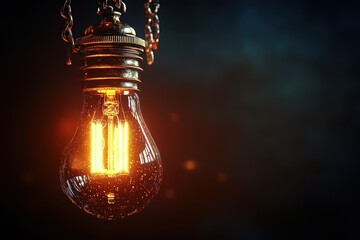 Vintage light bulb with glowing filament