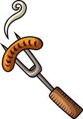 Doodle cartoon funny sausage