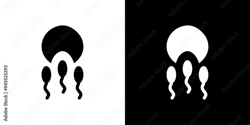 Wall mural ovule being fertilized by sperm icon logo set vector