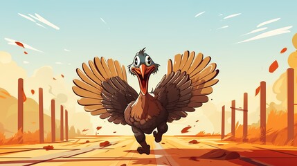 Cartoon promotional illustrations of pumpkins and turkeys celebrating Thanksgiving.generated with AI