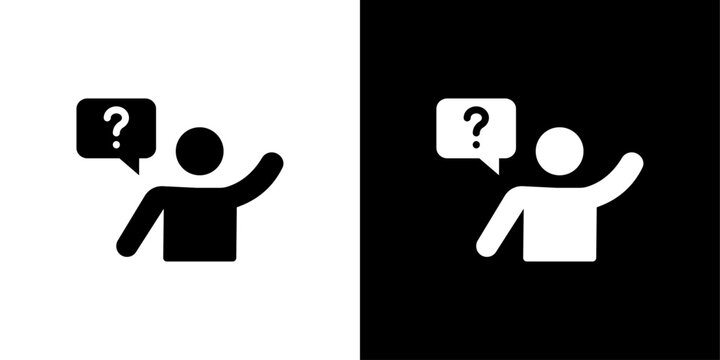 Person asking question icon logo set vector