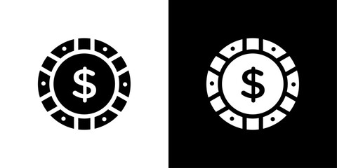poker chip icon logo set vector