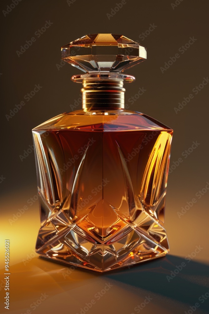 Poster A perfume bottle sits on a table with a clean and simple background