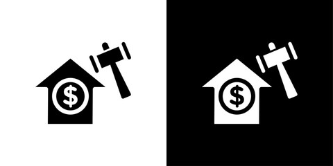 Real estate auction icon logo set vector