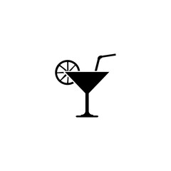 Elegant cocktail glass icon with a citrus slice and straw, perfect for bar and party designs.