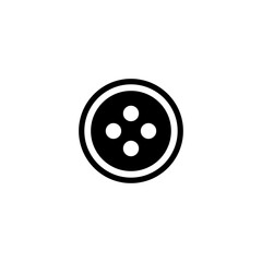 Minimalist black vector icon of a classic four-hole clothing button.
