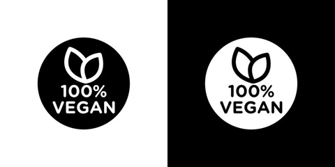 100 percent vegan icon logo set vector
