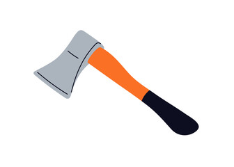 Axe, hatchet, work tool icon. Ax, sharp metal blade and handle. Camping equipment, lumberjack gear. Flat graphic vector illustration isolated on white background