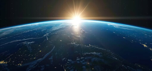 Fototapeta premium Sunrise over Earth from Space