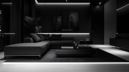 Modern Black Living Room Interior Design