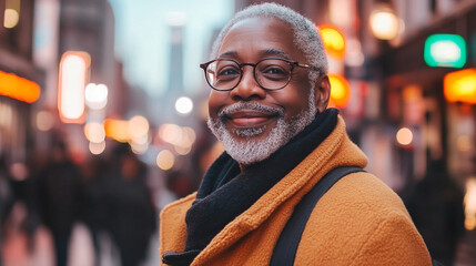 Fototapeta premium Portrait of happy senior man smiling in front of camera