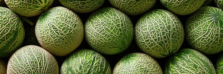 Fresh green melons available for purchase at the farm.