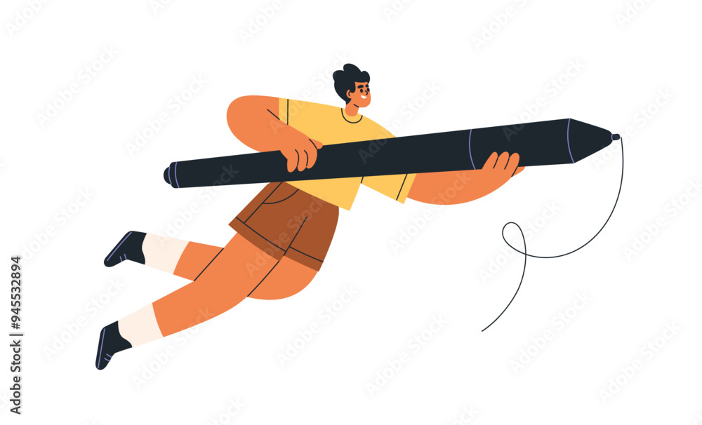 Aufkleber artist with digital stylus, drawing and designing. happy creative inspired professional designer hol