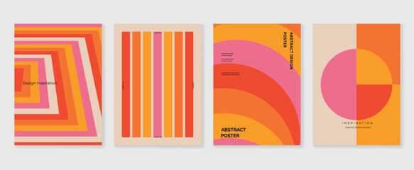 Collection of 70s poster background vector. Set of retro wall decoration, groovy, trippy, colorful line. Vintage hippie wall art for interior, decorative, banner, cover, card.  © TWINS DESIGN STUDIO