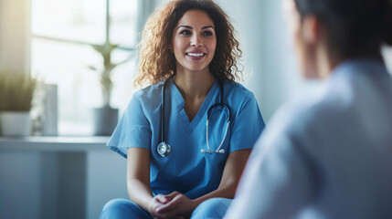 Mature female doctor talking to patientatient