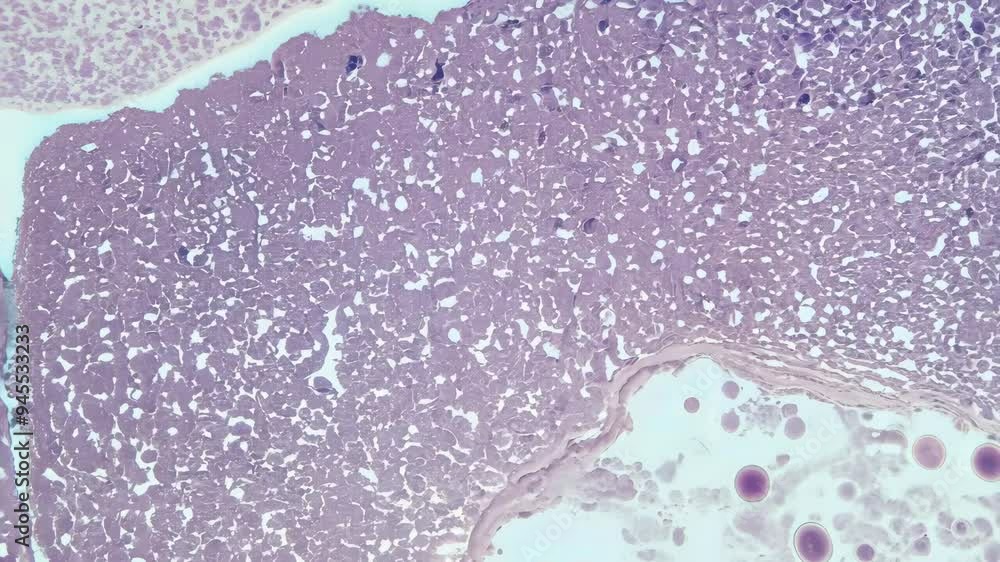 Poster cross-section analysis of biological tissue with detailed cell structures in a laboratory setting