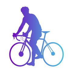 Fototapeta premium Colorful Male Cyclist Silhouette. Vector Illustration