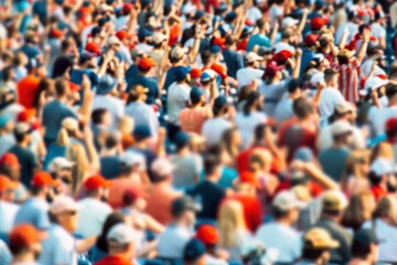 Defocused crowds on a sports event Blurred photo of sports fans cheering their team on a stadium.