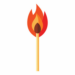 Vector burning match in flat style on a isolated white background (5)