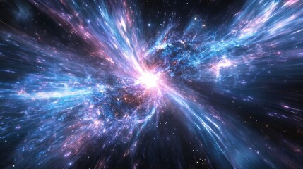Fototapeta premium Futuristic Energy Burst. Blue, Purple, and White Light in Cosmic Space