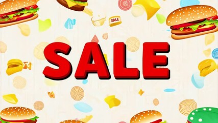 Advertising fast food catering on black friday discounts, background with Sale word. AI generated.