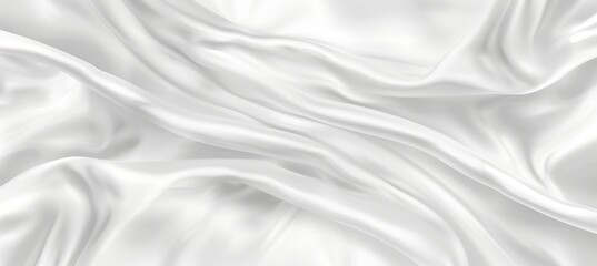 Fototapeta premium Abstract Background of Smooth White Silk Fabric, Elegant Texture with Soft Waves and Flowing Drapes