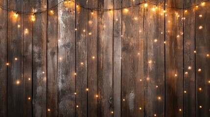 Rustic Wooden Wall with Fairy Lights