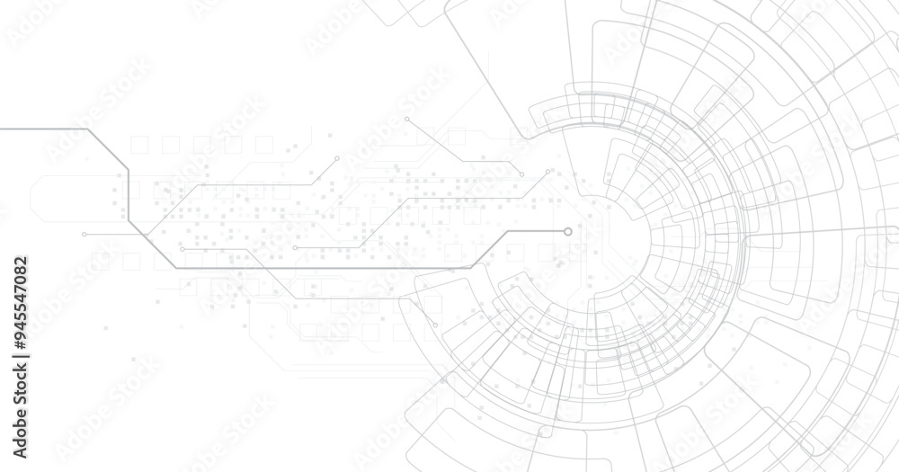 Poster Abstract Digital electric circuit circle background. Image electric circuit on a white background.High-tech circuit board connection system concept.	