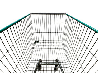 an old shopping cart trolley isolated on white background