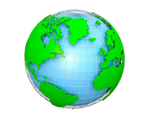 3d illustration of green earth globe