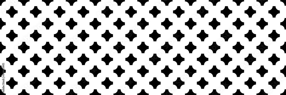 Fototapete horizontal seamless of black curved plus and cross design for pattern and background.
