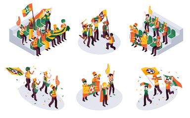 Isometric sport fan mini composition set collection