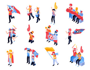 Isometric sport fan element set collection