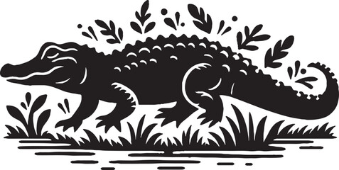 Naklejka premium Alligator Silhouette Vector Illustration
