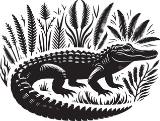 Alligator Silhouette Vector Illustration