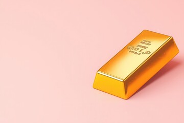Gold bar on soft pastel background, wealth and investment, 3D illustration