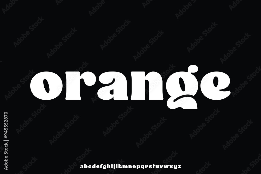 Poster unique bold retro style alphabet display font vector. playful orange typeface