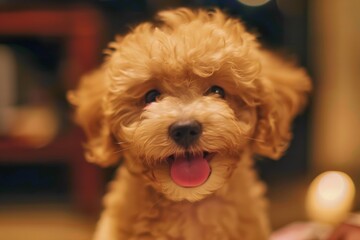 a toy poodle puppy smiling at the camera a toy poodle puppy smiling at the camera