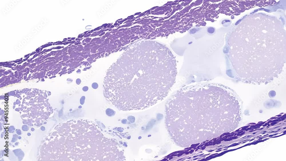 Poster exploring the anatomy of cross-sectioned tissue with detailed cellular structures