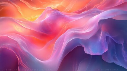 Obraz premium surreal digital artwork of flowing melted forms in iridescent hues organic shapes morph and blend creating dreamlike abstract composition