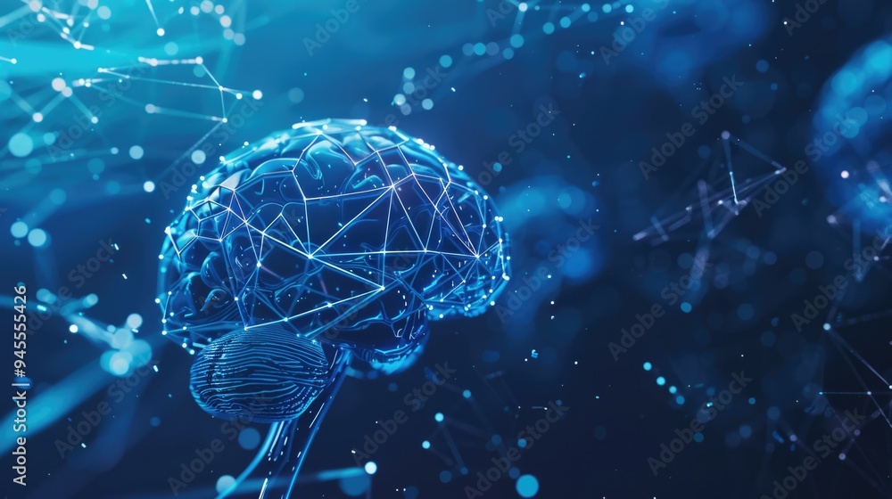 Poster A computer-generated image of the human brain's structure and functions, suitable for educational or scientific purposes