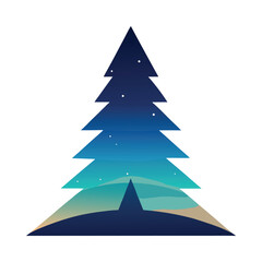 Elegant Christmas Tree Silhouette with Star and Ornaments
