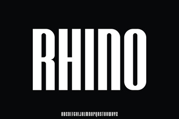 Modern strong rhino condensed alphabet display font vector illustration