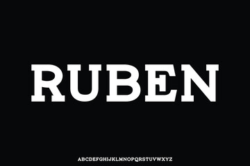 Obraz premium Bold strong classic slab serif alphabet display font vector illustration